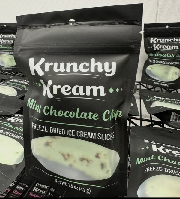 Mint Chocolate Chip Freeze-Dried Ice Cream Slices - Krunchy Kream